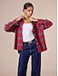 cheap Shirts-100% Cotton Plaid Collared Long Sleeve Shirt