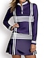 cheap Zip Up Pullover-Long Sleeve Striped Golf Polo Shirt