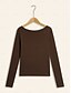 billige T-shirts-Solid Casual Long Sleeve T shirt in Viscose