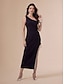 cheap Party Dresses-Black Fringe Irregular Hem One Shoulder Elegant Fashion Dress