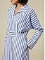 preiswerte Casual Kleider-Stripe Cotton Button Up Maxi Dress Shirt