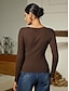 baratos T-shirts-Casual Solid Viscose Long Sleeve T shirt