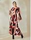 abordables Print Dresses-Geometric Boho U Neck Maxi Dress