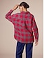 abordables Shirts-Cotton Plaid Collared Long Sleeve Shirt