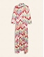 economico Print Dresses-Bohemia Geometric Satin Split Sleeve Maxi Dress