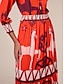 cheap Skirts-Chiffon Orange Printing Elegant Bohemia Midi Skirt