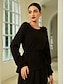 preiswerte T-Shirts-Crew Neck Lantern Sleeve Asymmetric Hem Shirt