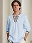 cheap Shirts-Upgrade Embroidered Linen Striped Long Sleeve Shirt