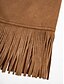 cheap Jackets &amp; Coats-Suede Fringed Flare Cuff Sleeve Jacket