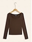 billige T-shirts-Solid Casual Long Sleeve T shirt in Viscose