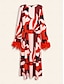 billige Print Dresses-Print U Neck Casual Midi Dress