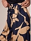 cheap Two Piece Sets-Satin Printing Black Set-in Sleeves Knotted Two Piece Set