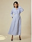 billige Uformelle kjoler-Stripe Cotton Button Up Maxi Dress