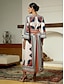 baratos Print Dresses-Bohemian Geometric Satin V Neck Maxi Dress