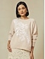 baratos Camisolas-Embroidered Knit Wool Pullover Sweater