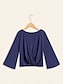 economico T-shirt-Knot Front Flare Sleeve Blouse