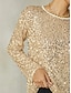 billige T-shirts-Split Sequin Long Sleeve Blouse