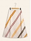 cheap Two Piece Sets-Satin Orange Crossover Collar Blouse &amp; Multi Color Stripe Midi Skirt Two Piece Sets