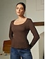 billige T-shirts-Solid Casual Long Sleeve T shirt in Viscose