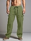 billige Linen Bottoms-Herre Militærbukser Bukser Sommerbukser Strandbukser Snorer Elastisk midje Multi lomme عادي Komfort Pustende utendørs Daglig Ut på byen Mote Fritid Svart Hvit