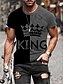 abordables Short Sleeve-Homme T shirt Tee Tee Lettre Épissage Lit 2 Places &#039;King&#039; Col Ras du Cou Noir / Jaune Noir / Gris Blanche Rouge Bleu 3D effet Grande Taille Casual du quotidien Manche Courte Vêtement Tenue Rétro