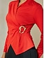 cheap Blouses-Ruched Metal Knitwear Long Sleeve Crossover Collar Blouse