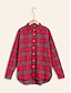 preiswerte Shirts-Cotton Plaid Collared Long Sleeve Shirt