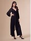 cheap Jumpsuits-Asymmetrical Deep V Wide-legged Jumpsuit