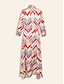 abordables Print Dresses-Bohemia Geometric Satin Split Sleeve Maxi Dress