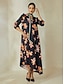 baratos Print Dresses-Elegant Chiffon Floral Maxi Dress