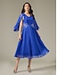 abordables Vestidos de Nochevieja-Elegant Chiffon Cape Sleeve Midi Dress