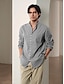 cheap Shirts-Anchor Print Linen Long Sleeve Shirt