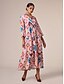 cheap Print Dresses-Satin Geometric Printing Vacation Ethnic Style Maxi Dress