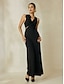 cheap Jumpsuits-Cotton Twisted Front Elegant V Neck Jumpsuit