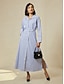 abordables Vestidos casuales-Stripe Cotton Button Up Maxi Shirt Dress