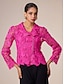 baratos jaquetas e casacos-Lace Design Short Jacket