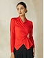 abordables Blouses-Metal Ruched Knit Long Sleeve Blouse