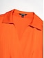 cheap Shirts-Satin Orange Crossover Collar Casual Daily Blouse