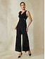 baratos Jumpsuits-Twisted Cotton V Neck Jumpsuit