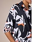 cheap Shirts-Satin Black Geometric Printing Casual Shirt