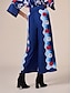 cheap Pants-Satin Loose Wide Leg Vacation Artistic/ Retro Printing Causal Pants