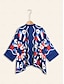 billige Blouses-Artistic Satin Retro Print Stand Collar Shirt