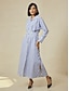 abordables Vestidos casuales-Stripe Cotton Button Up Maxi Shirt Dress