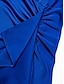 baratos Vestidos de Renda-Satin Ruffle Shoulder Sleeveless Maxi Dress