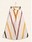 cheap Two Piece Sets-Satin Orange Crossover Collar Blouse &amp; Multi Color Stripe Wide Leg Pants Two Piece Sets