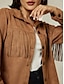 economico giacche e cappotti-Suede Fringe Crew Jacket