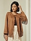 baratos jaquetas e casacos-Brand Suede Design Fringed Material Flare Sleeve Jacket