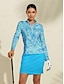 cheap Zip Up Pullover-Women&#039;s Paisley Polo Golf Shirt with Zipper Collar