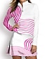 cheap Zip Up Pullover-Women&#039;s Striped Breathable Golf Polo Shirt