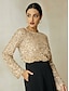 preiswerte T-Shirts-Sequin Split Long Sleeve Blouse